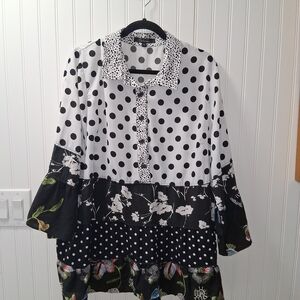 Polka Dot and Floral Women's Blouse